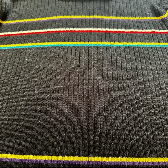 Retro Evan Picone Blue Striped Colorful Pride LGBT Sweater - Picture 8 of 9